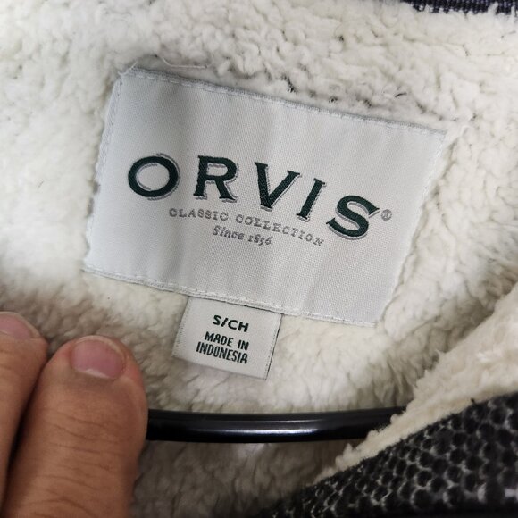 Orvis Sherpa Fleece Lined Tweed Gray 1/4 Zip Pullover Sweater Jacket Men's Small - Picture 8 of 16